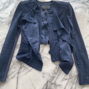 BCBG MAX AZRIA NAVY FAUX SUEDE ELIOT COAT SIZE XS